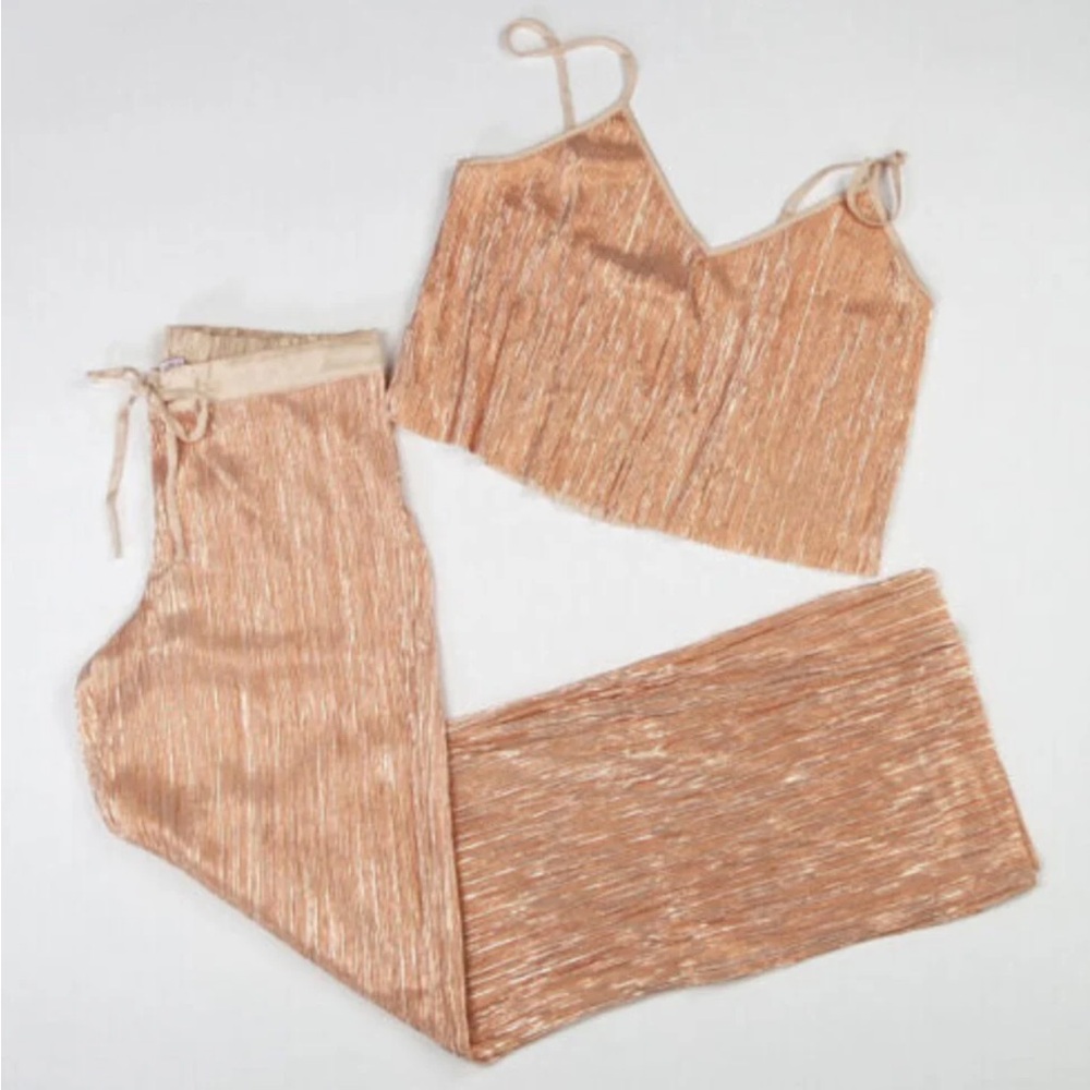 NWOT Victoria's Secret Gold Shine Tank & Pants Cute Soft 2 piece Pajama Set